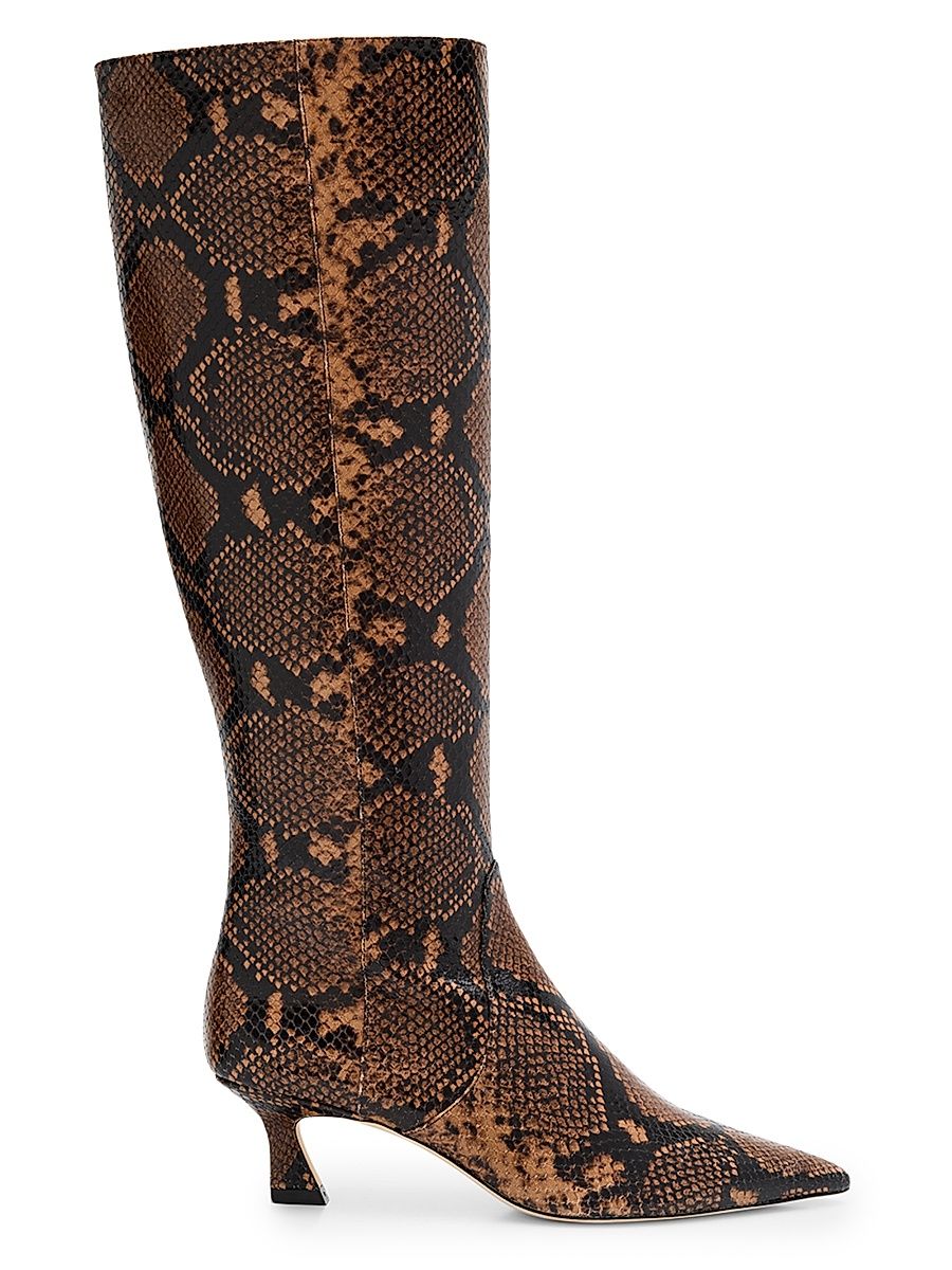 Women's Vinnie 50MM Snake-Embossed Leather Knee-High Boots - Espresso - Size 9.5