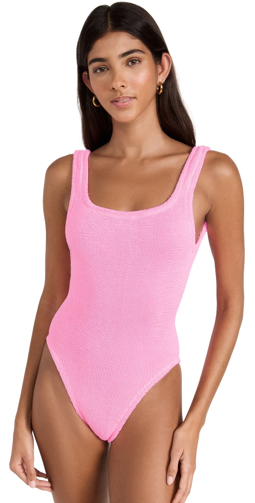 Hunza G Square Neck Swimsuit Bubblegum Pink One Size