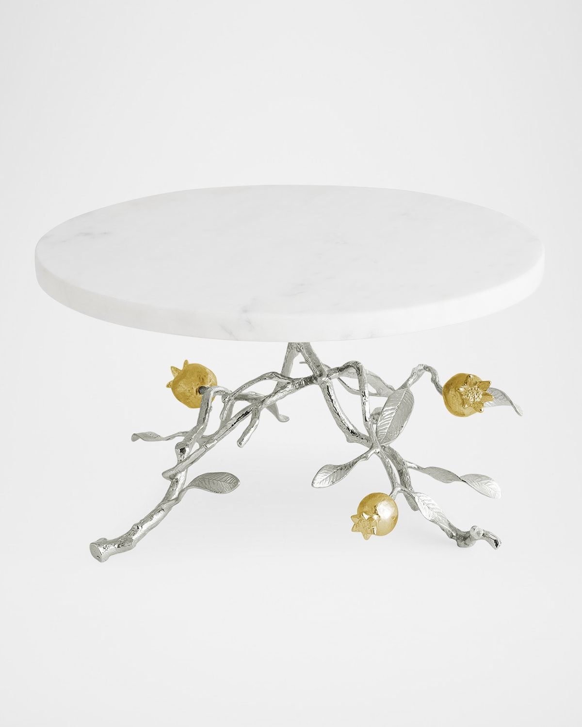 Pomegranate Silver & Gold Cake Stand with 24K Goldplate