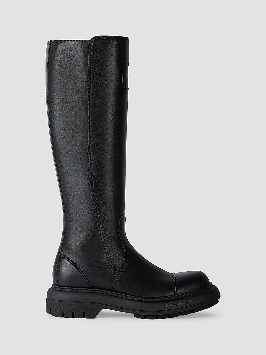 Givenchy Men's Cargo Biker Knee High Boots in Leather - Black - Size 13