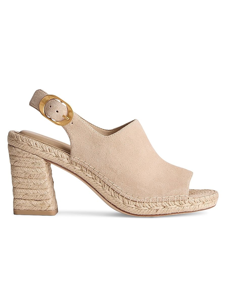 Women's Gigi 75MM Espadrille Platform Sandals - Irish Cream Suede - Size 6.5