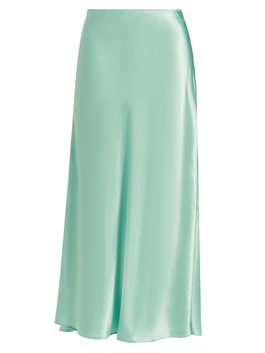 Women's Satin Slip Skirt - Aqua Mineral - Size XS