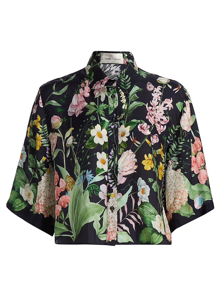 Women's Calvia Floral Boxy Shirt - Bloomsfield Navy - Size Medium