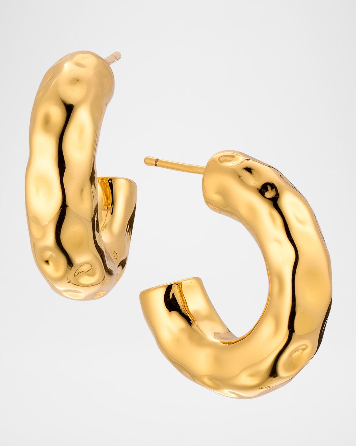 Little Chunky Hammered Huggie Hoop Earrings