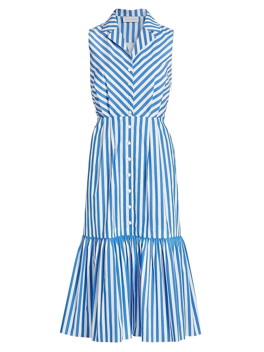 Women's Joelle Striped Sleeveless Midi-Dress - Blue Arch And White - Size 14