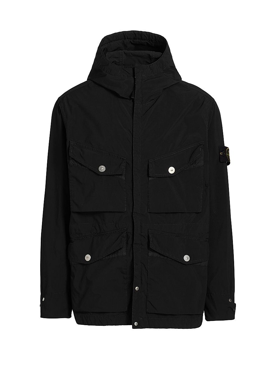 Men's Short Parka Coat - Black - Size XXXL