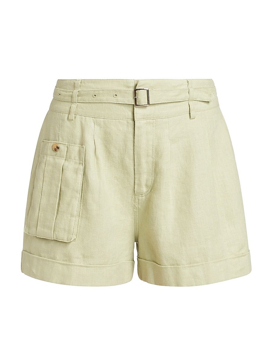 Women's Linen High-Waisted Shorts - Morning Mist - Size 6