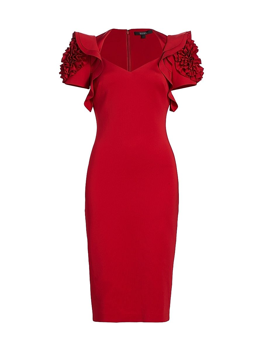 Women's Ruffle & Rosette-Embellished Dress - Red - Size 10