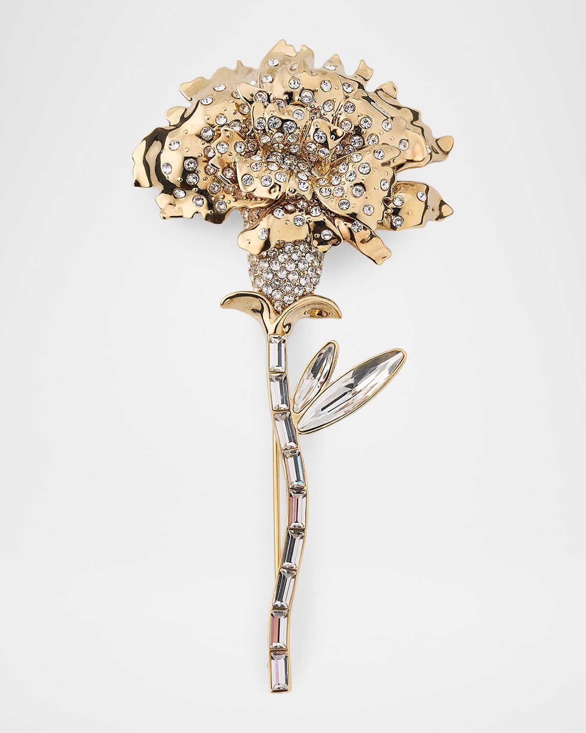 Crystal Carnation Stem Brooch