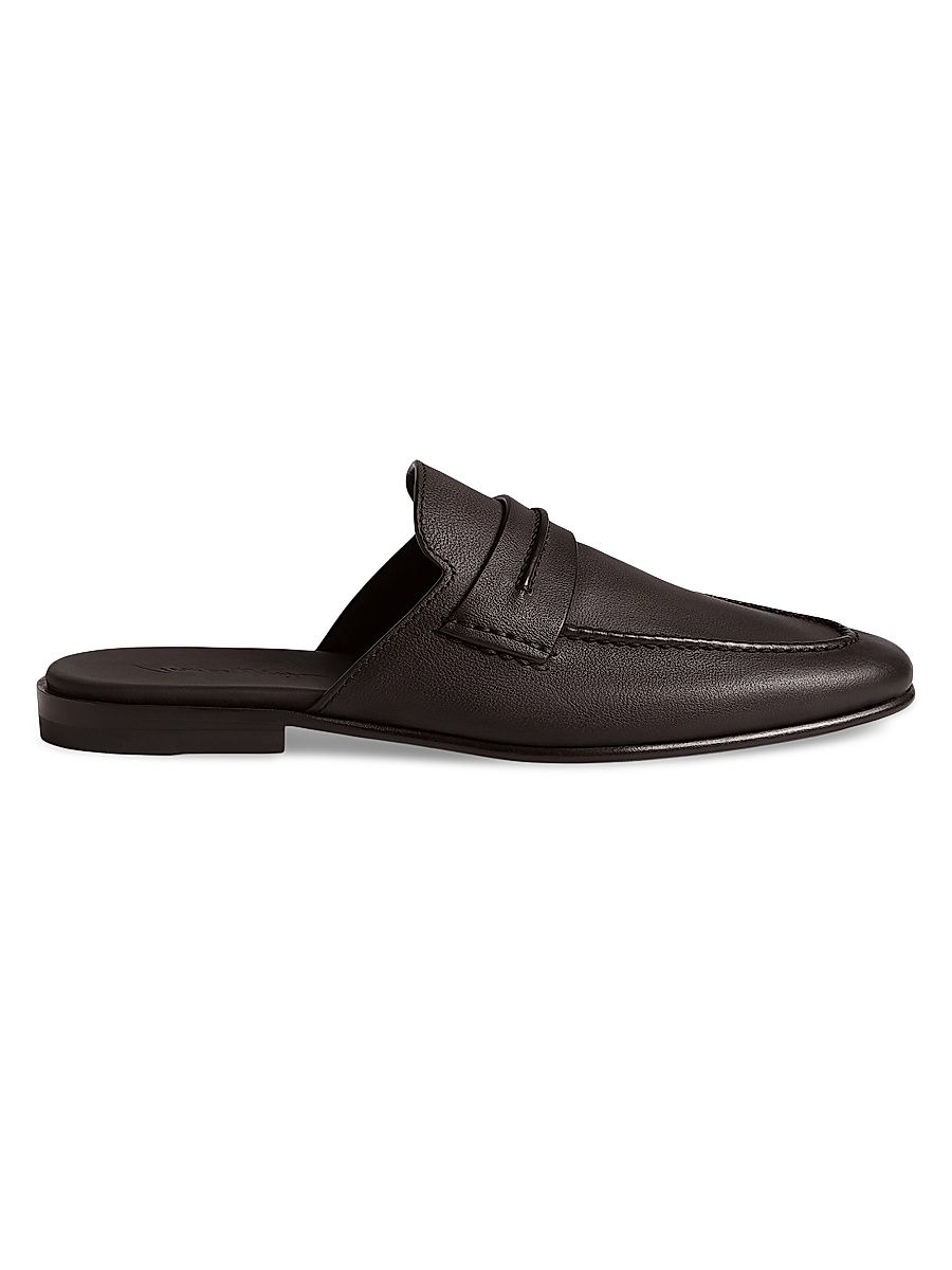 Men's Leather Mocassin Sabbia Loafer Mules - Dark Brown - Size 12