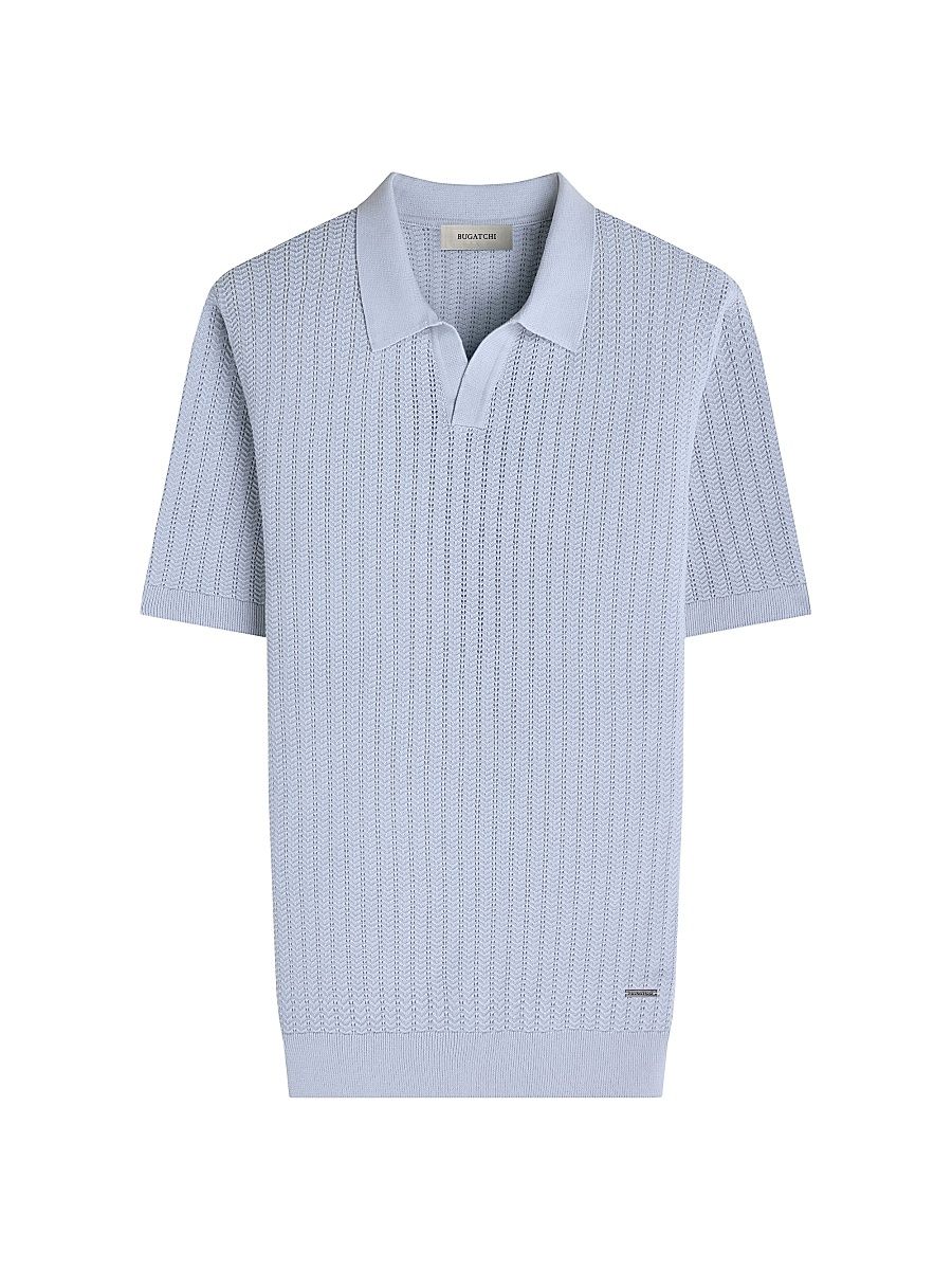 Men's Johnny Collar Cotton-Silk Polo Shirt - Ice - Size XXL