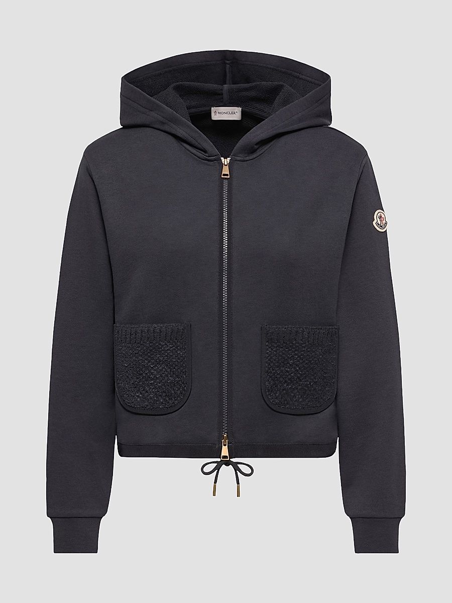 Moncler Women's Sweatshirt in Cotton Blend - Dark Blue - Size Large