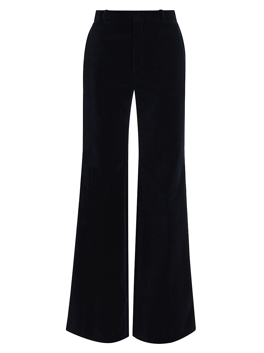 Women's Cotton Velvet Flared Pants - Evening Blue - Size 8