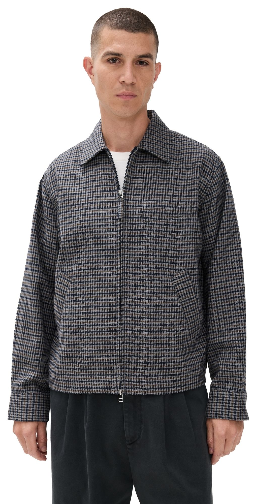 Universal Works Windcheater Houndstooth Zip Jacket Charcoal XL
