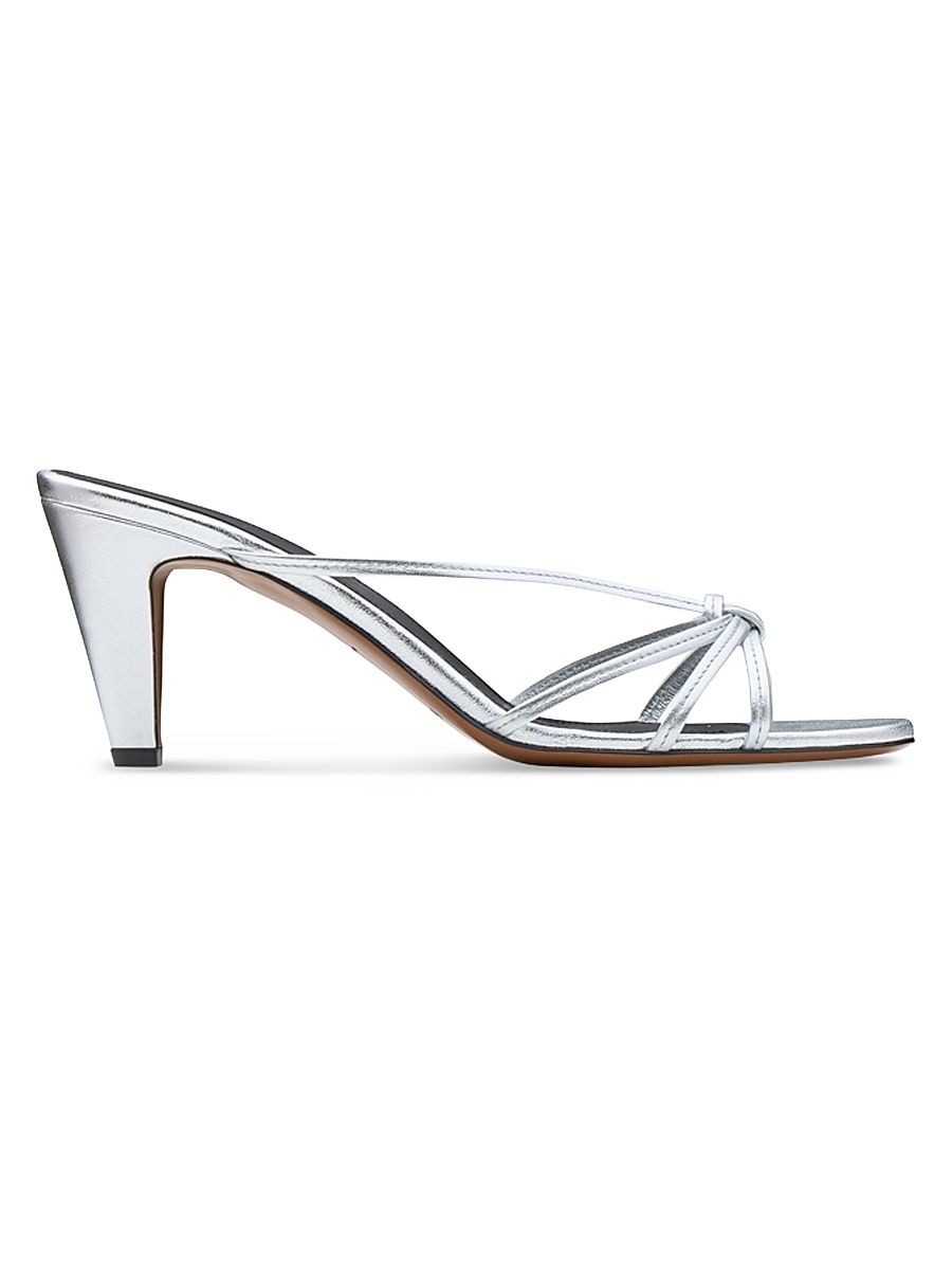 Women's Motha 65MM Metallic Leather Sandals - Silver - Size 11