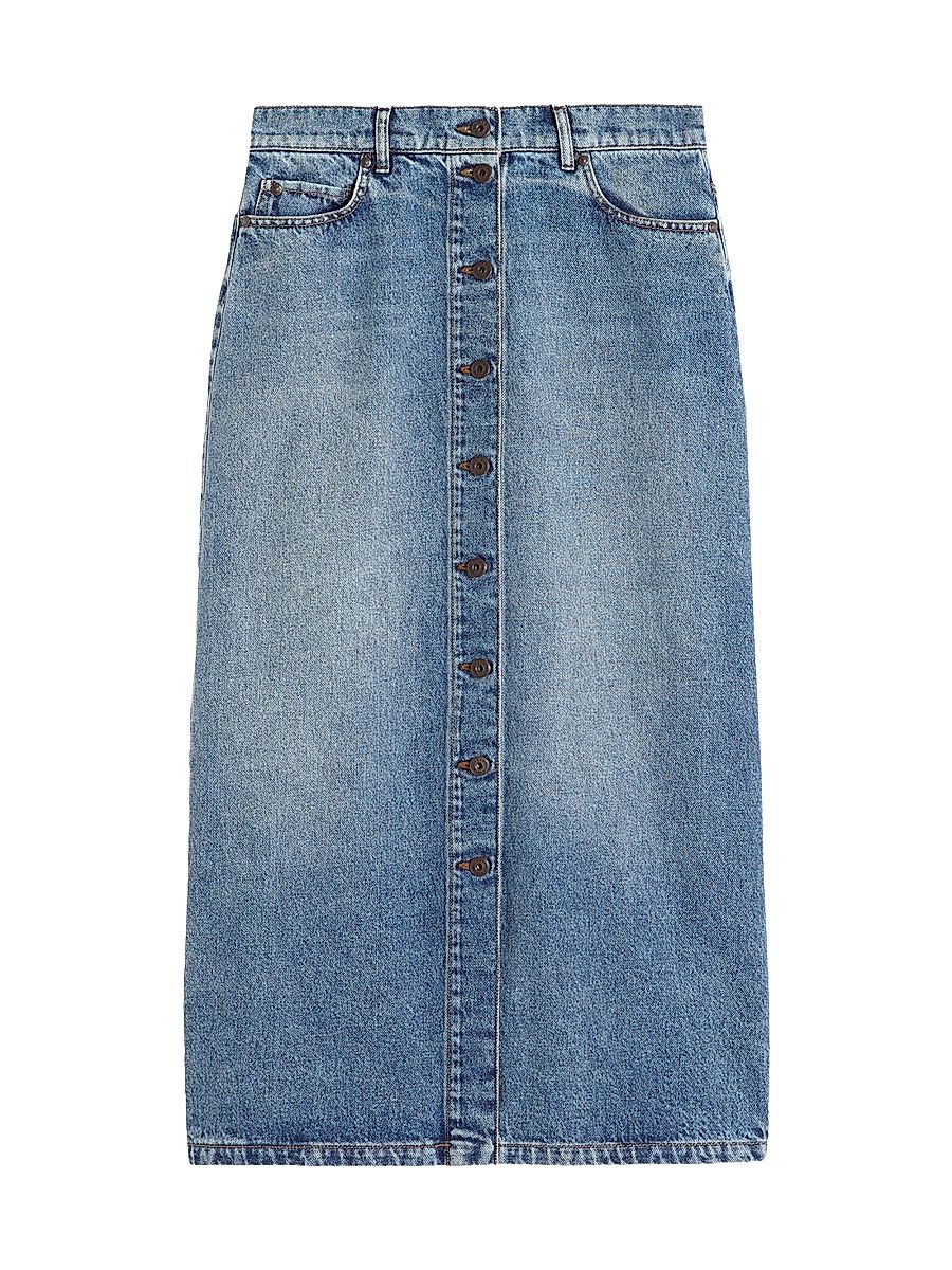 Women's Cotton Denim Skirt - Navy - Size 16
