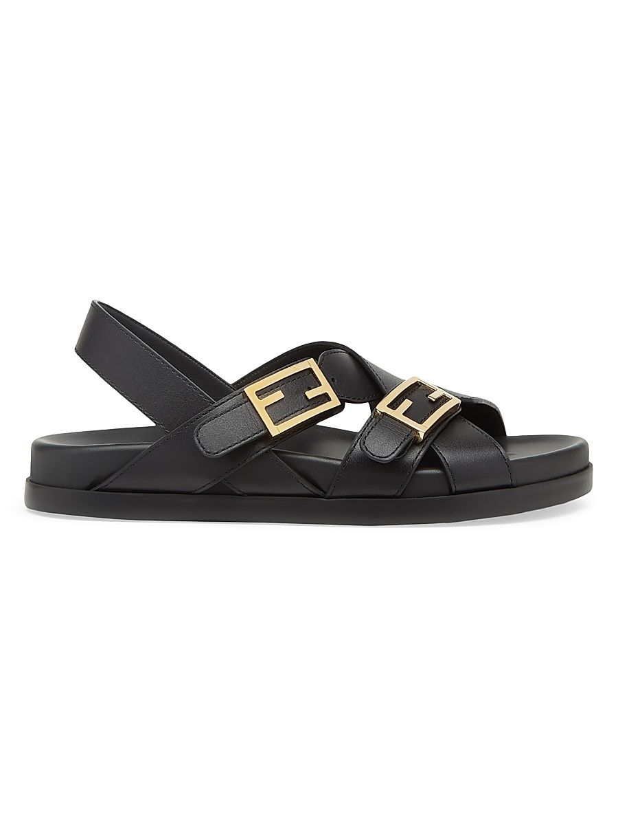 Women's Feel Logo Leather Sandals - Nero - Size 11