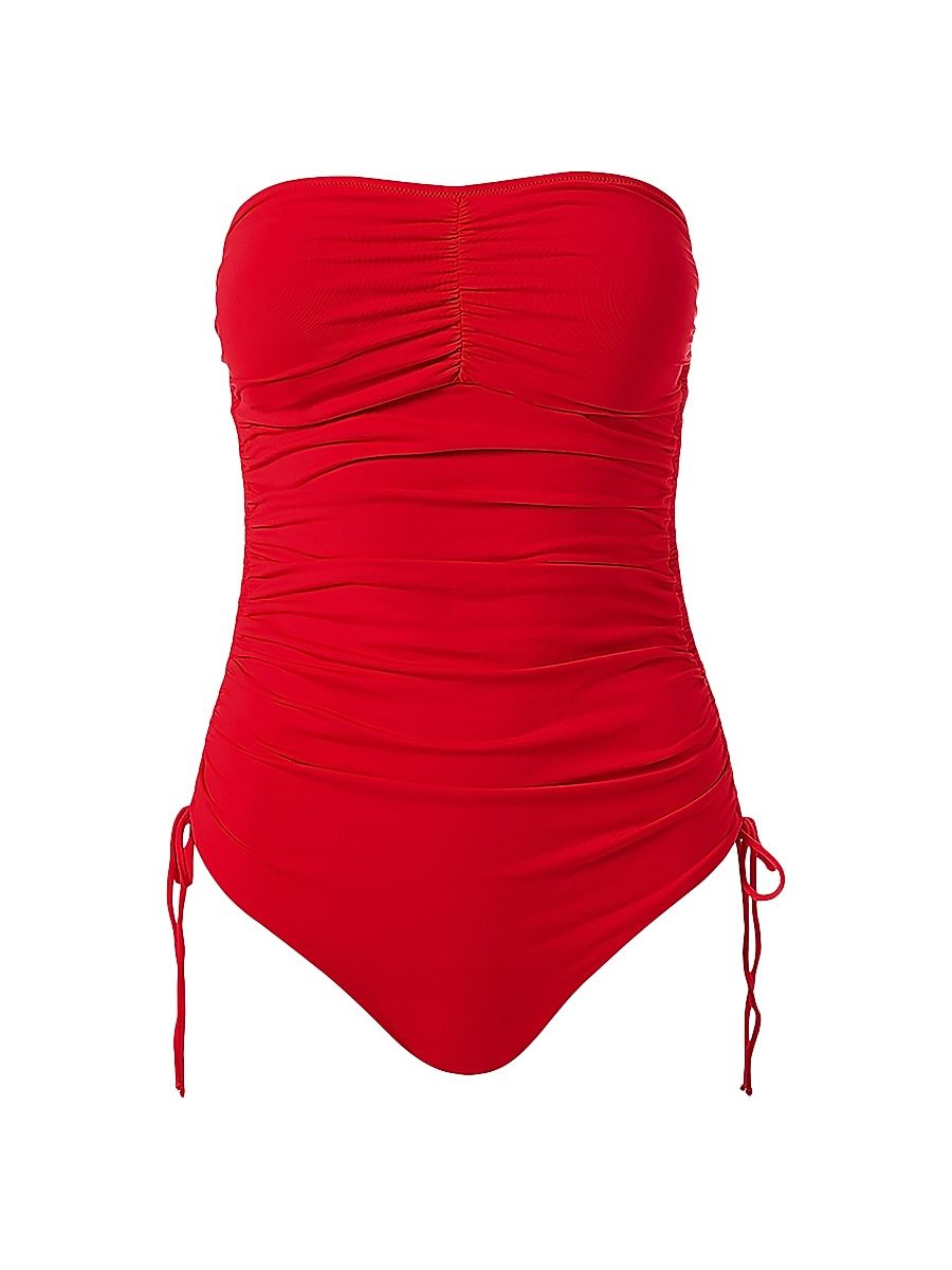 Women's Sydney Ruched Bandeau One-Piece Swimsuit - Red - Size 12
