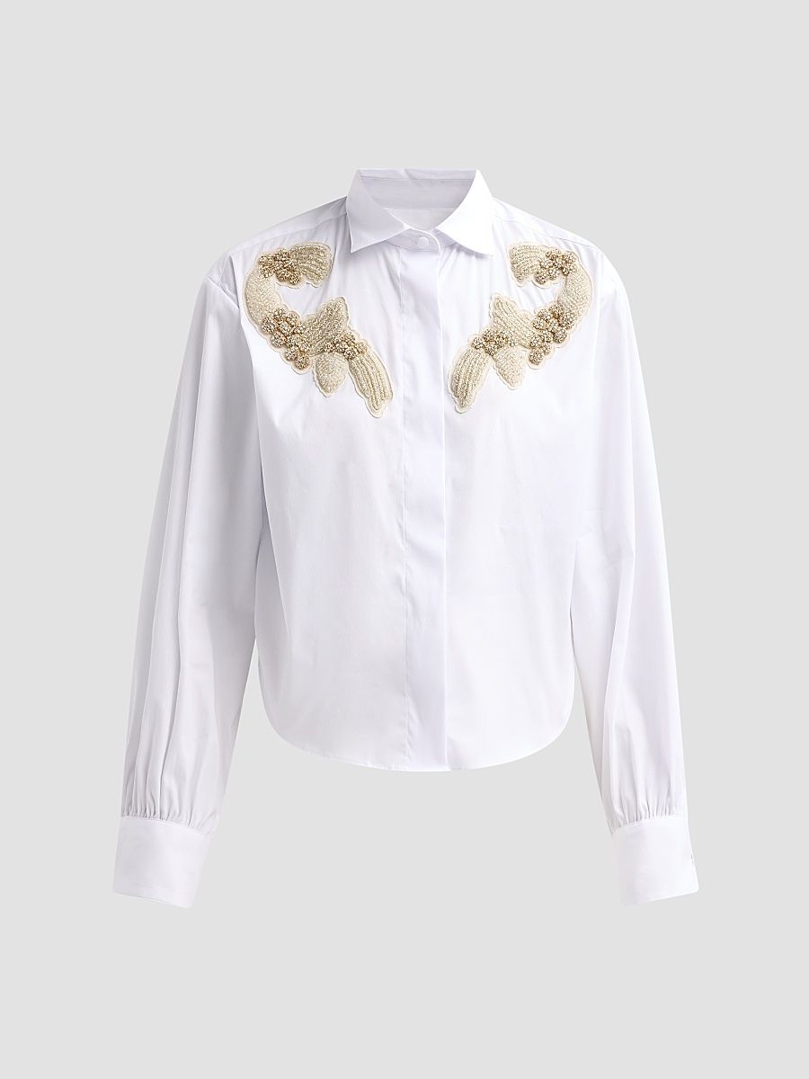 Women's Danae Embroidered Cotton-Blend Shirt - White - Size 2