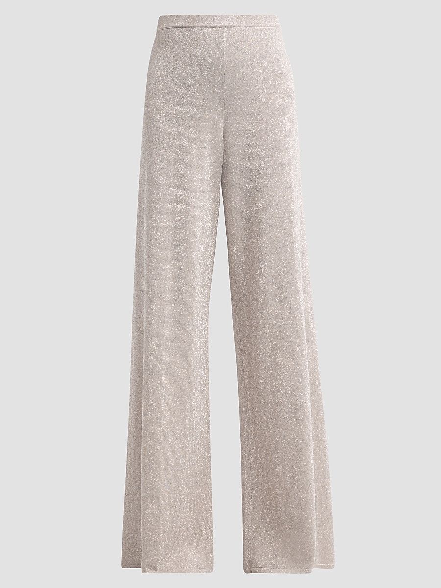 Women's Nina Knit Wide-Leg Pants - Silver - Size XL