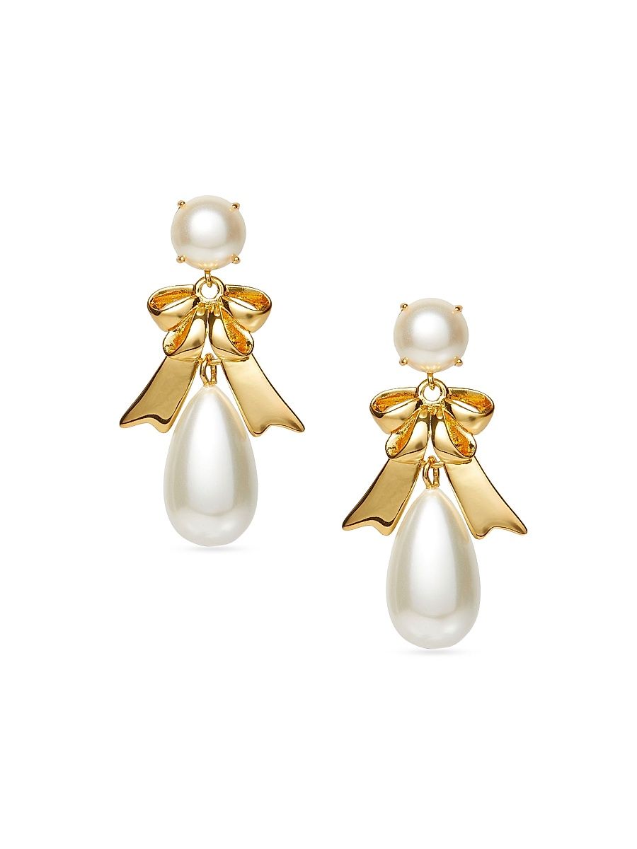 Women's Imitation Pearl Bow Earrings - Pearl