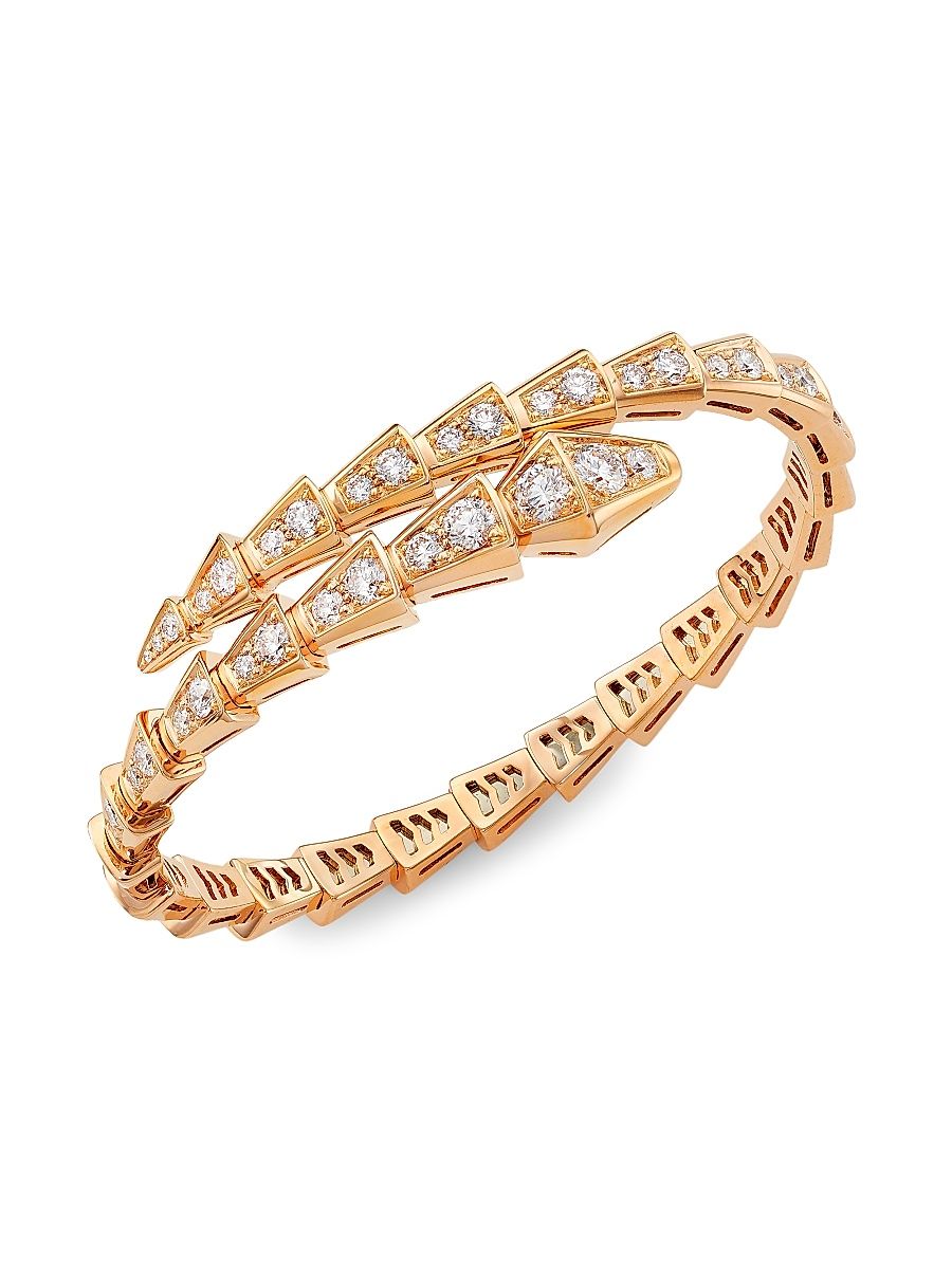 Women's 18K Rose Gold & Pavé Diamond Serpenti Viper Bracelet - Rose Gold - Size Small