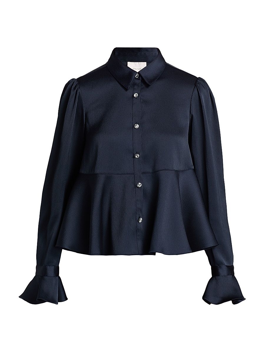 Women's Isaure Satin Top - Navy - Size XL