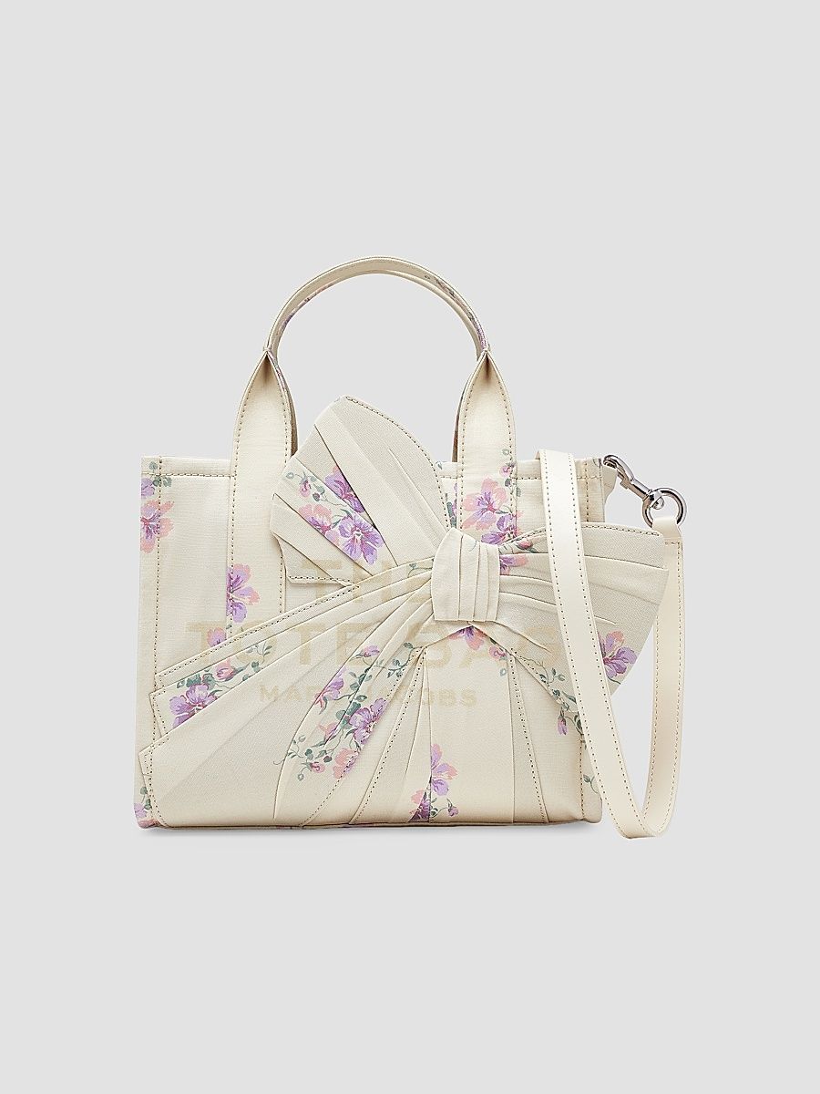 Women's Small Floral Canvas Tote Bag - Cream