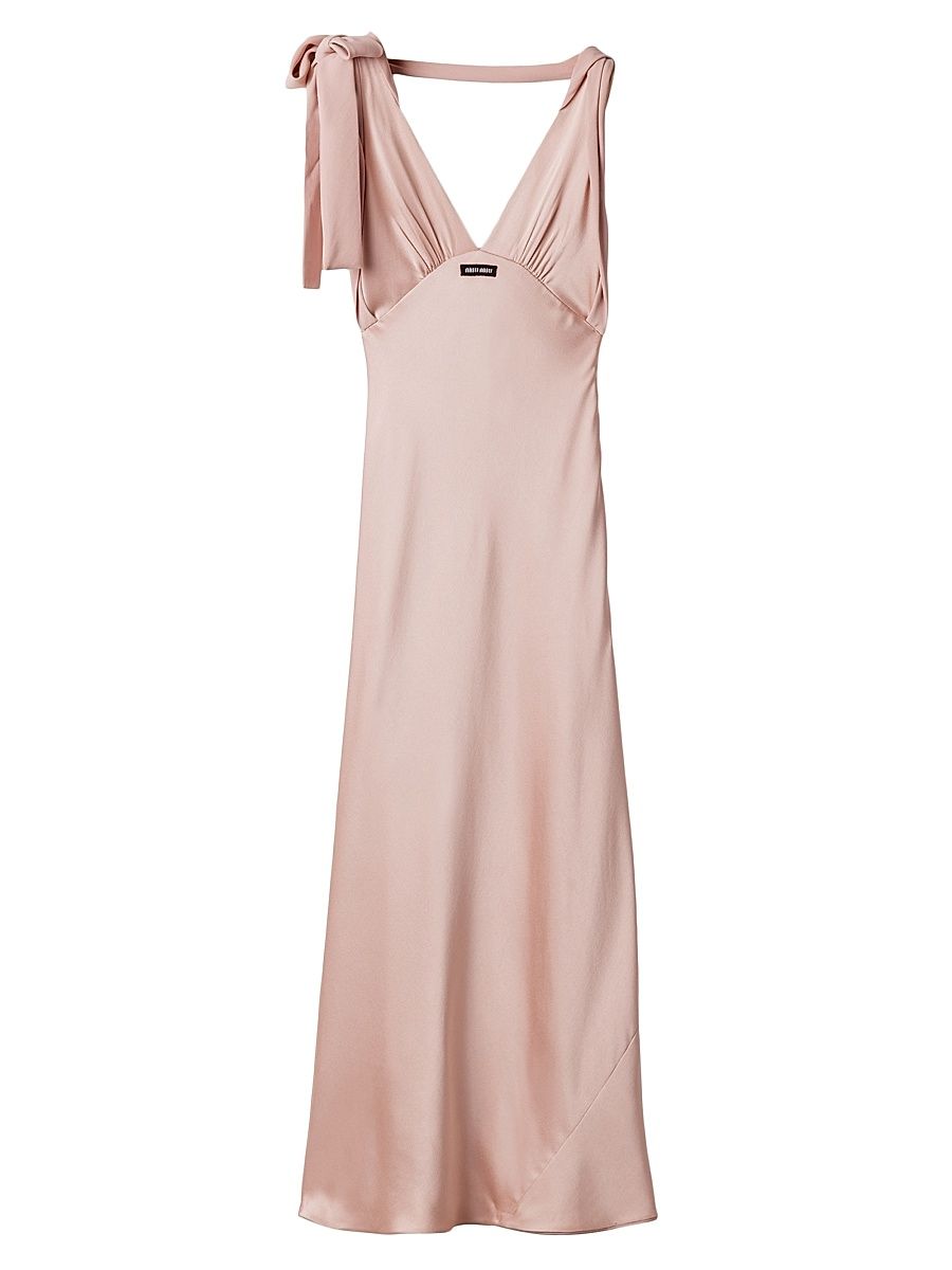 Women's Long Satin Dress - Pink - Size 2