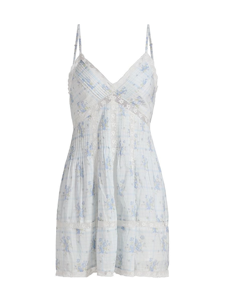 Women's LoveShackFancy x Visit Savannah Docila Floral Lace-Trimmed Minidress - Hidden Garden - Size XL