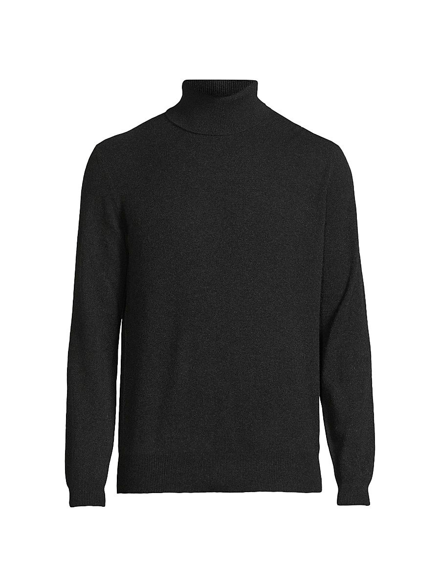 Men's Cashmere Turtleneck Sweater - Black Grey Melange - Size 44