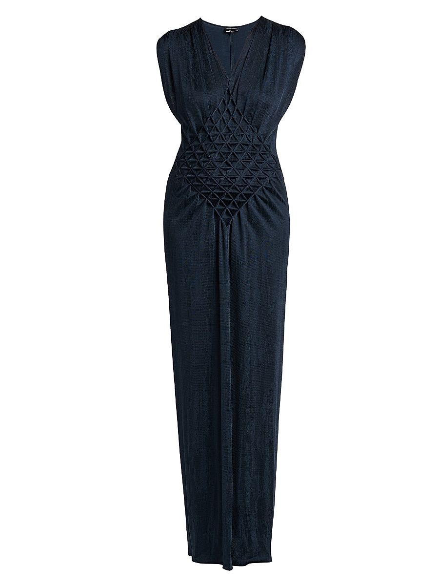 Women's Texture Weave Satin Maxi Dress - Outer Space - Size 4