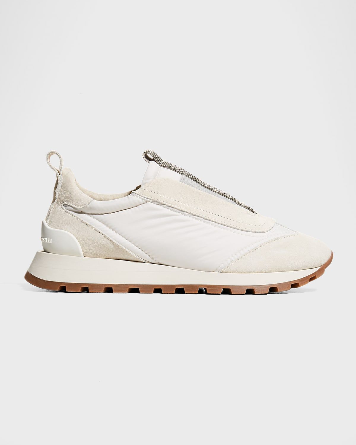 Mixed Leather Slip-On Runner Sneakers