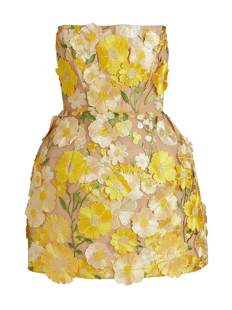 Women's Maraya Jasmine Strapless Minidress - Yellow - Size Medium