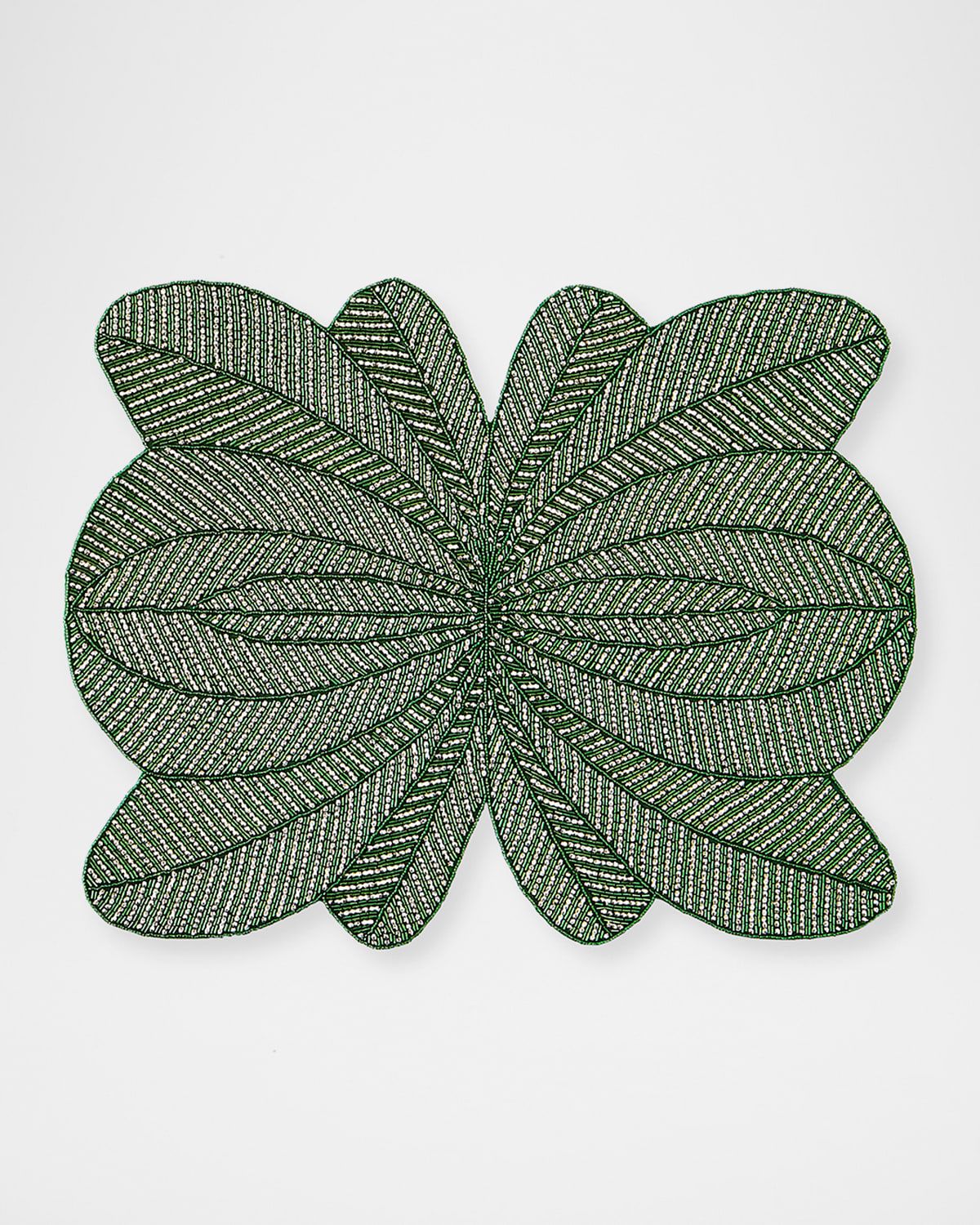 Green Peacock Hand-Beaded Placemat