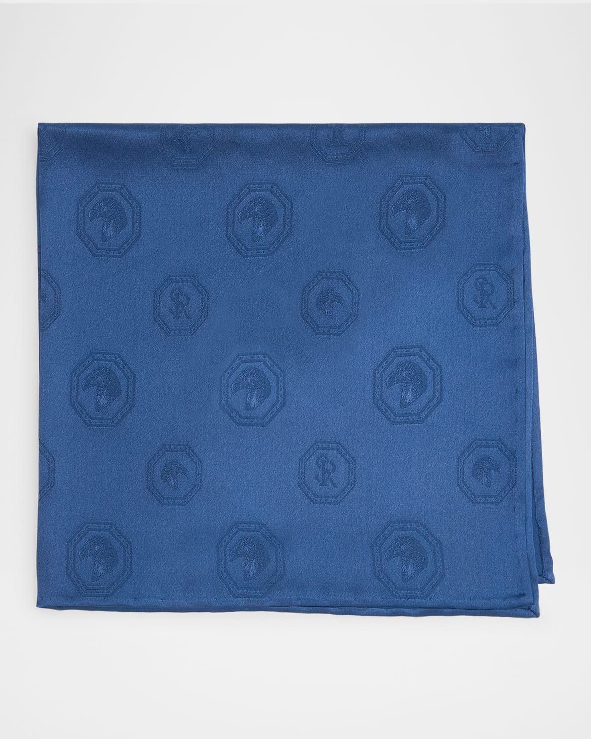 Men & apos;s Tonal Jacquard Logo Silk Pocket Square
