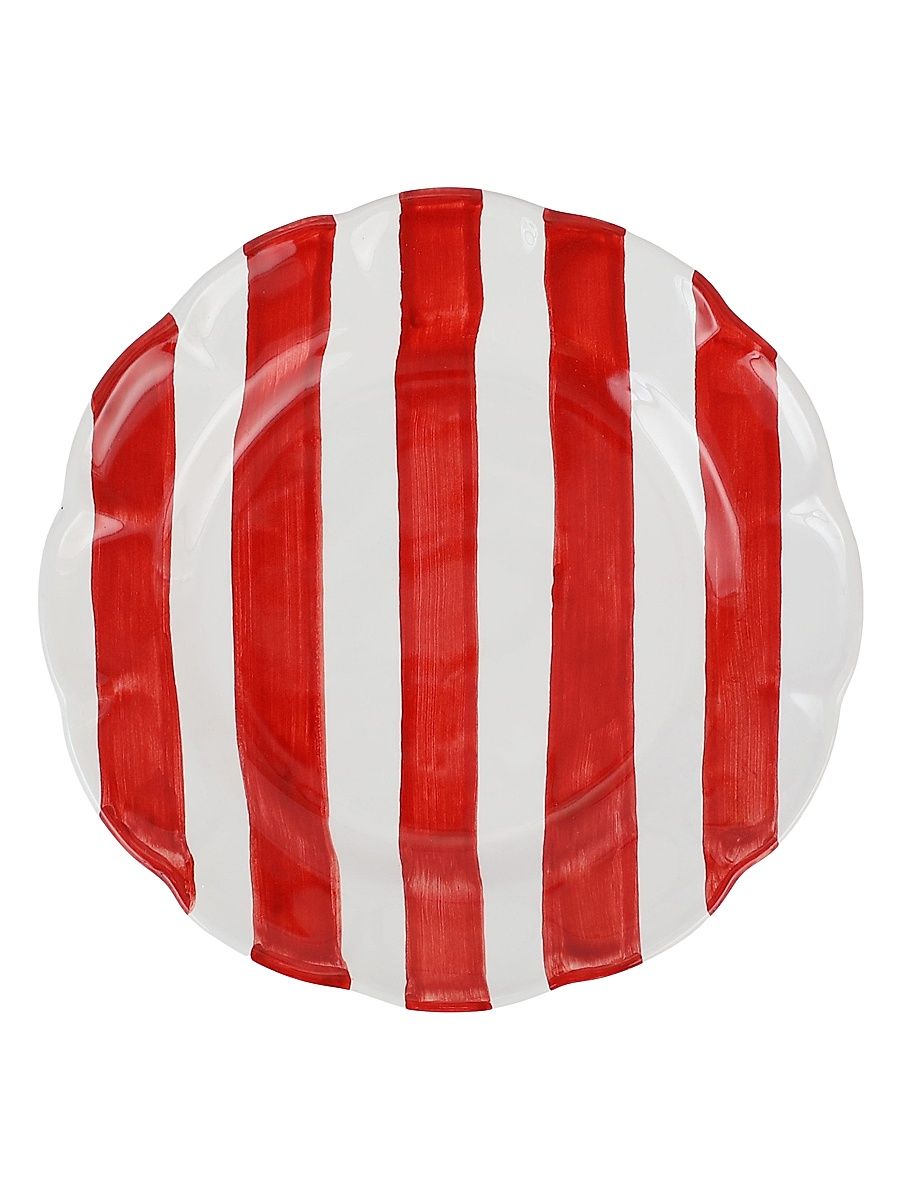 Amalfitana Stripe Salad Plate - Red