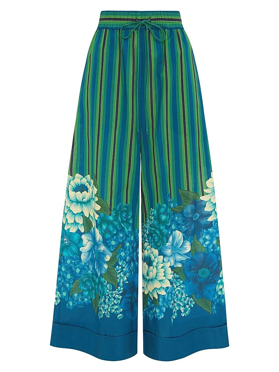 Women's Margo Striped Floral Cuffed Pants - Size 12
