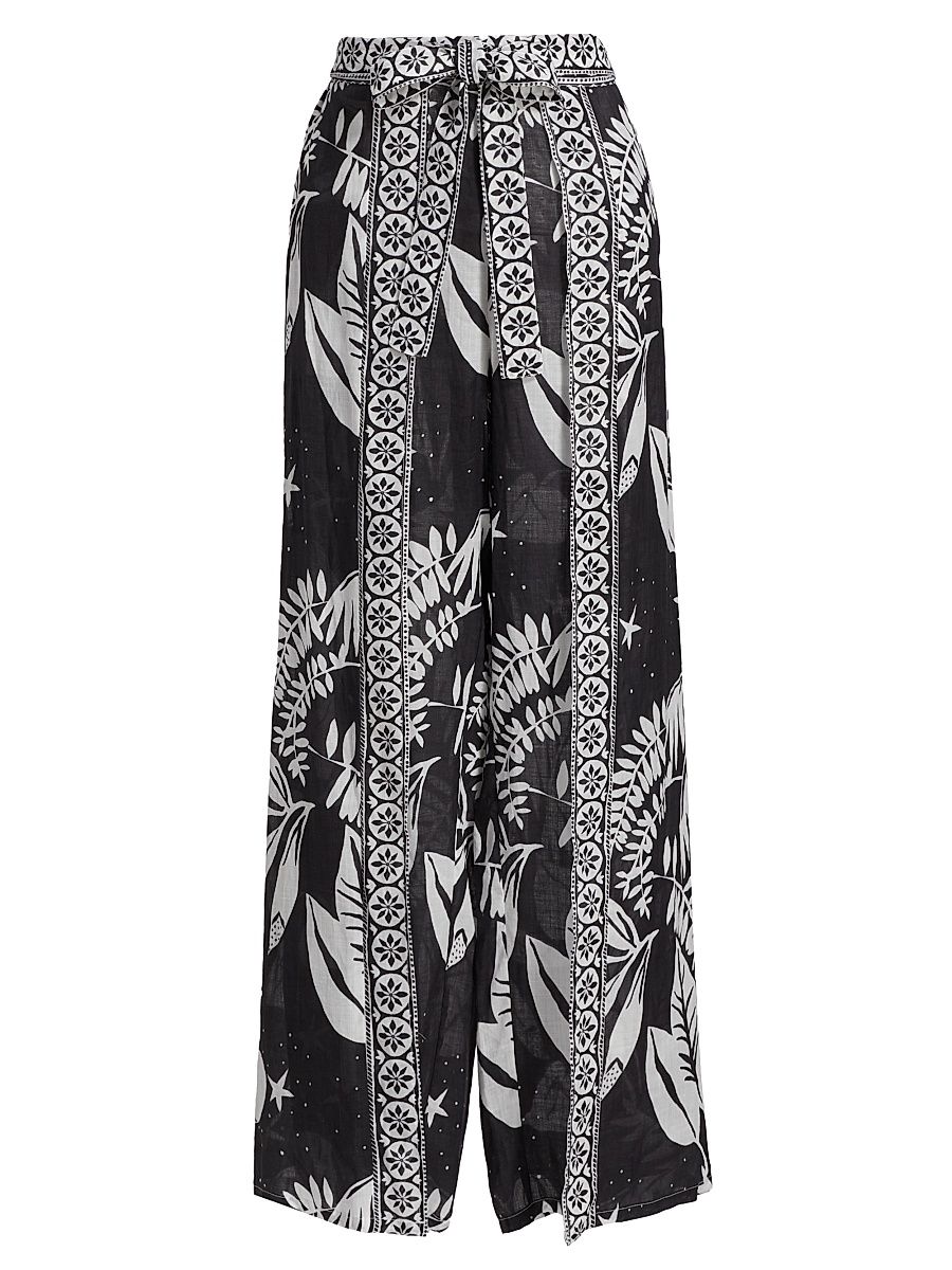 Women's Wrap Cover-Up Pants - Palmas Black White - Size Medium