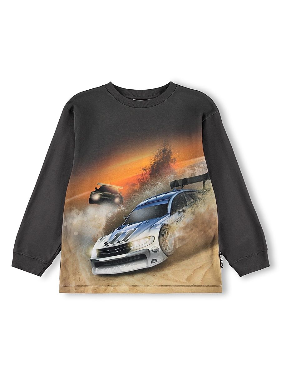 Little Boy's Race Car Cotton Shirt - Beach Race Dark - Size 7