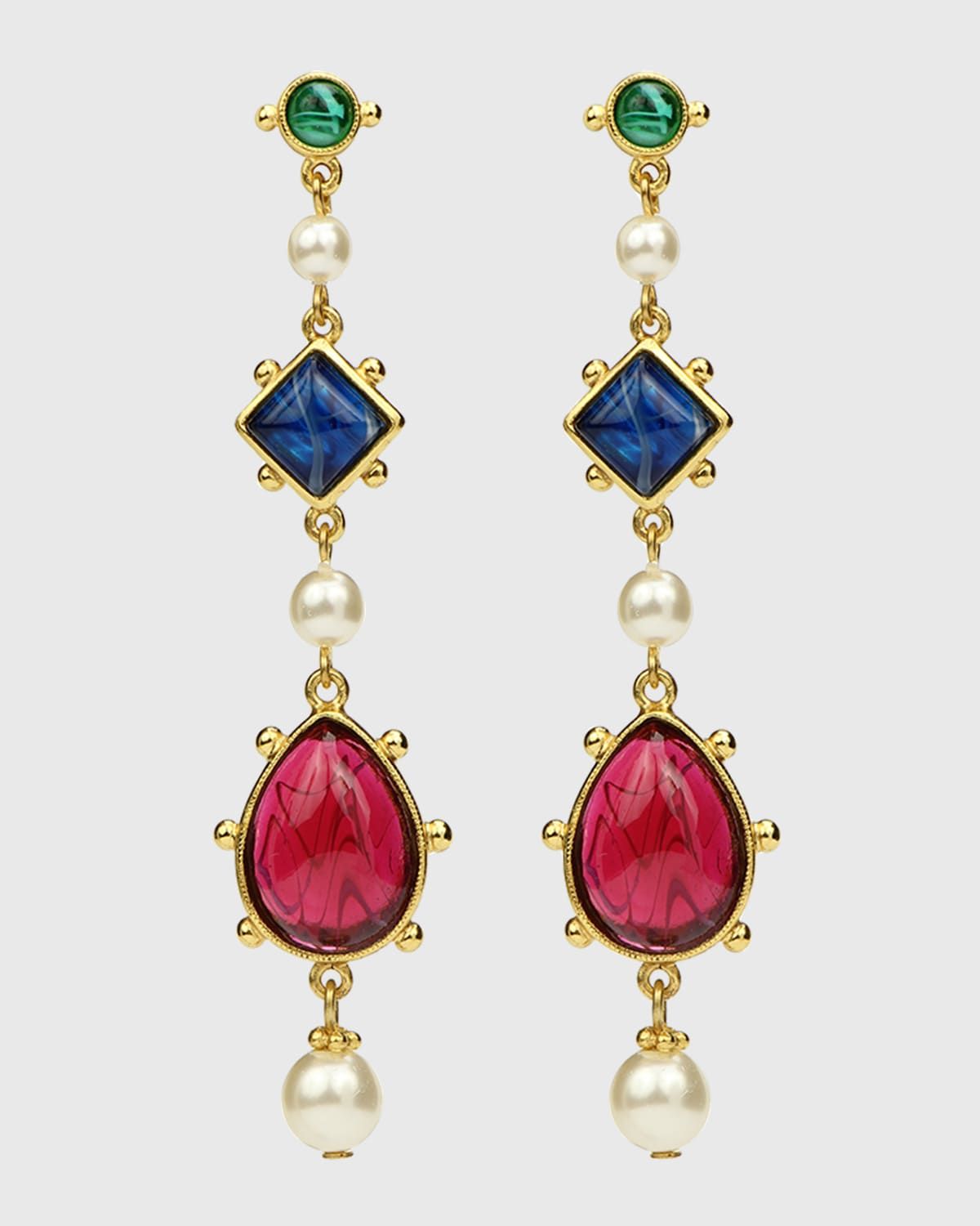 Glass Multi-Drop Earrings
