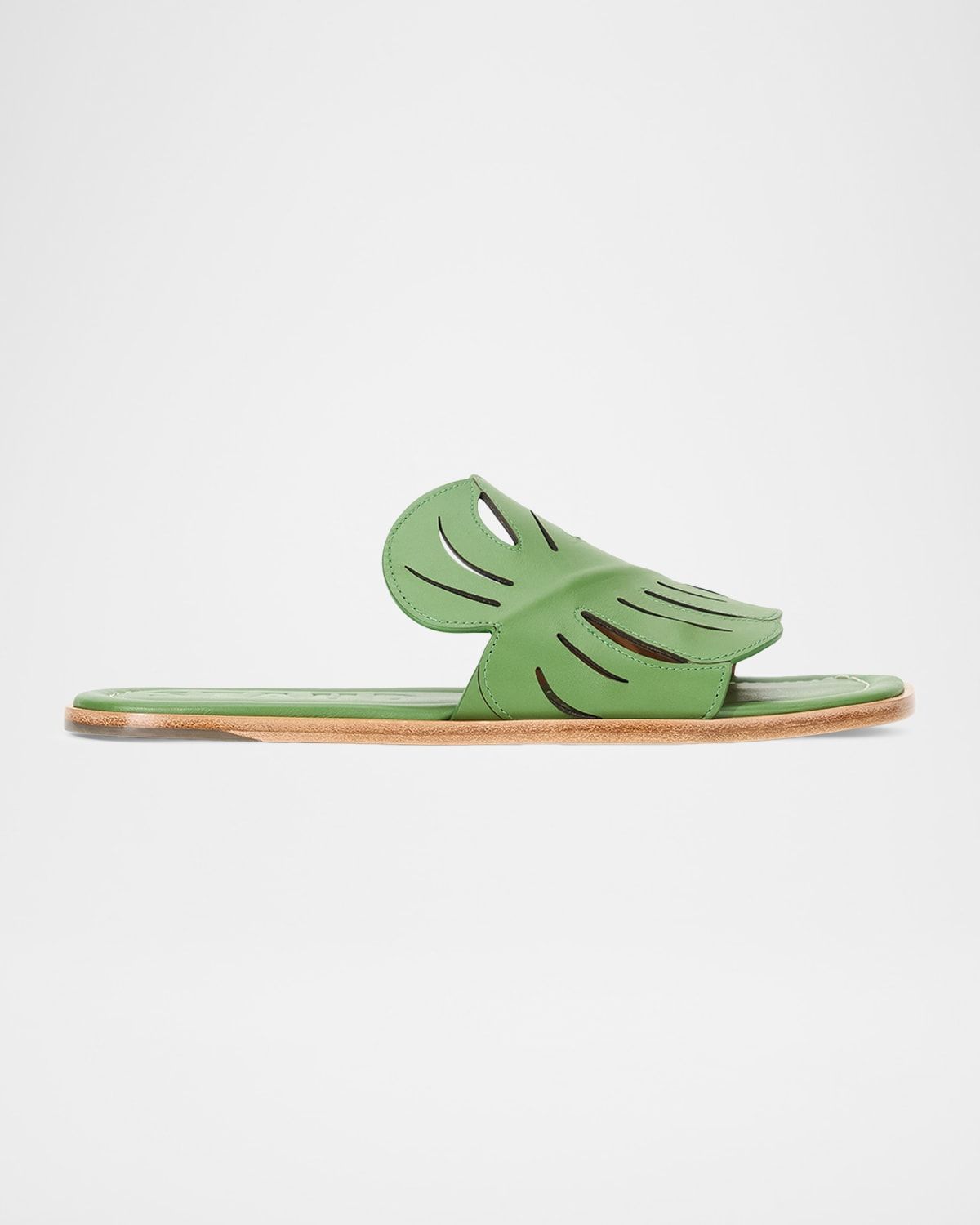 Palm Leather Flat Slide Sandals