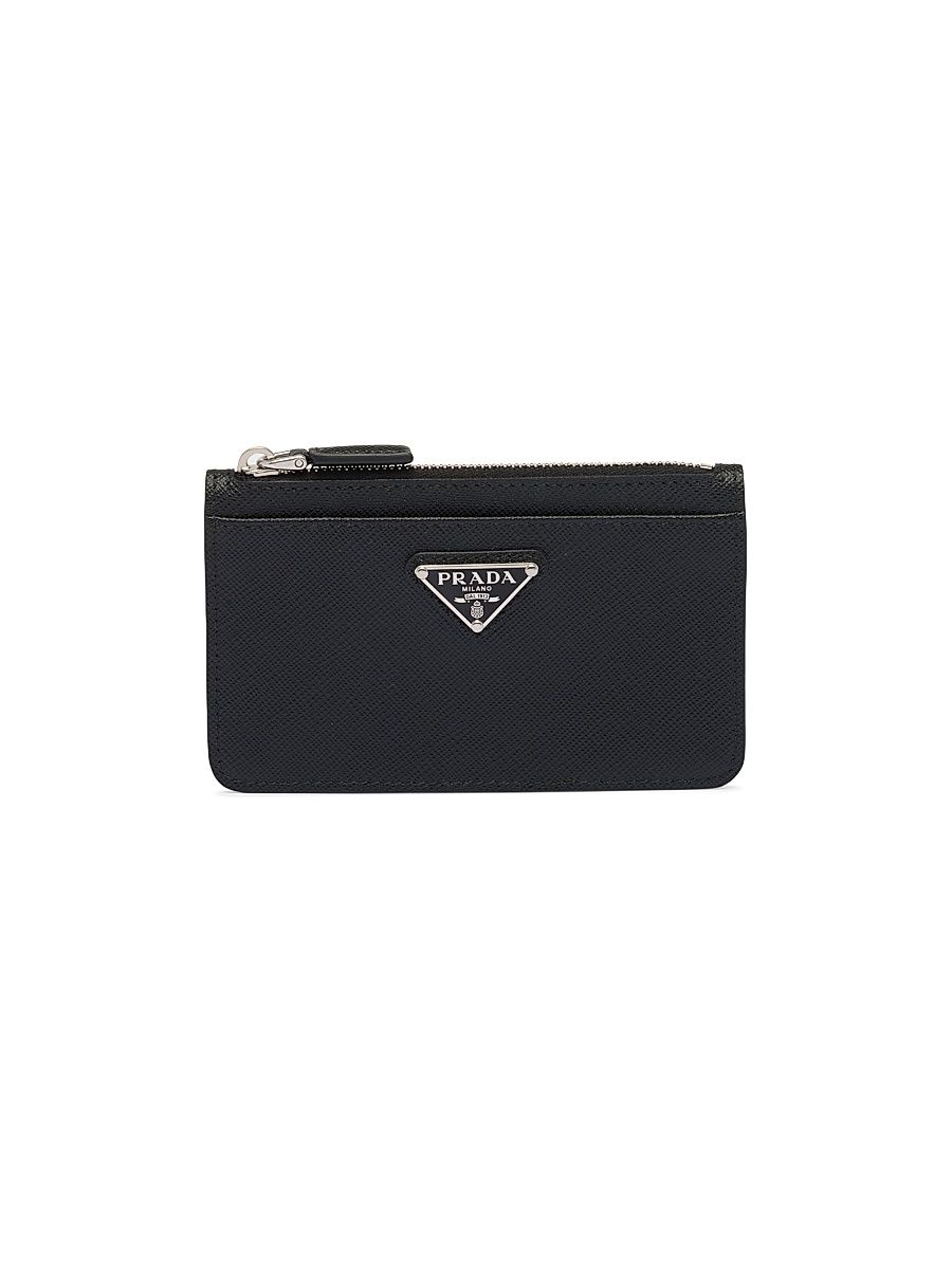 Men's Saffiano Leather Card Holder - Black
