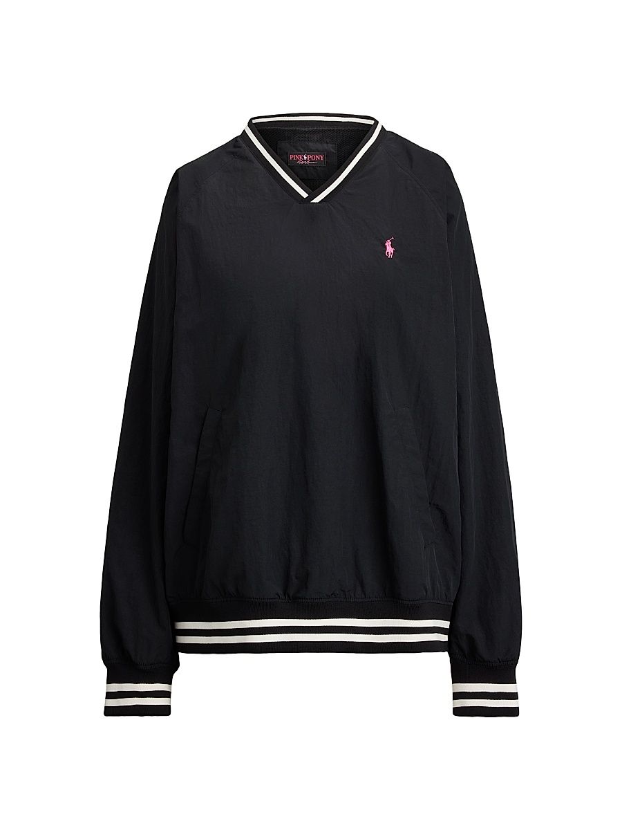 Women's Pink Pony V-Neck Pullover - Black - Size Small