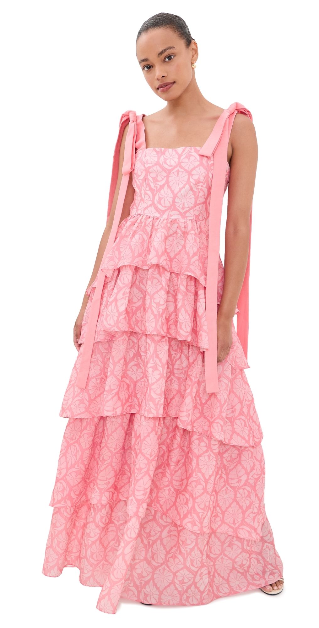 Couper Odette Tiered Ruffle Gown Flamingo S