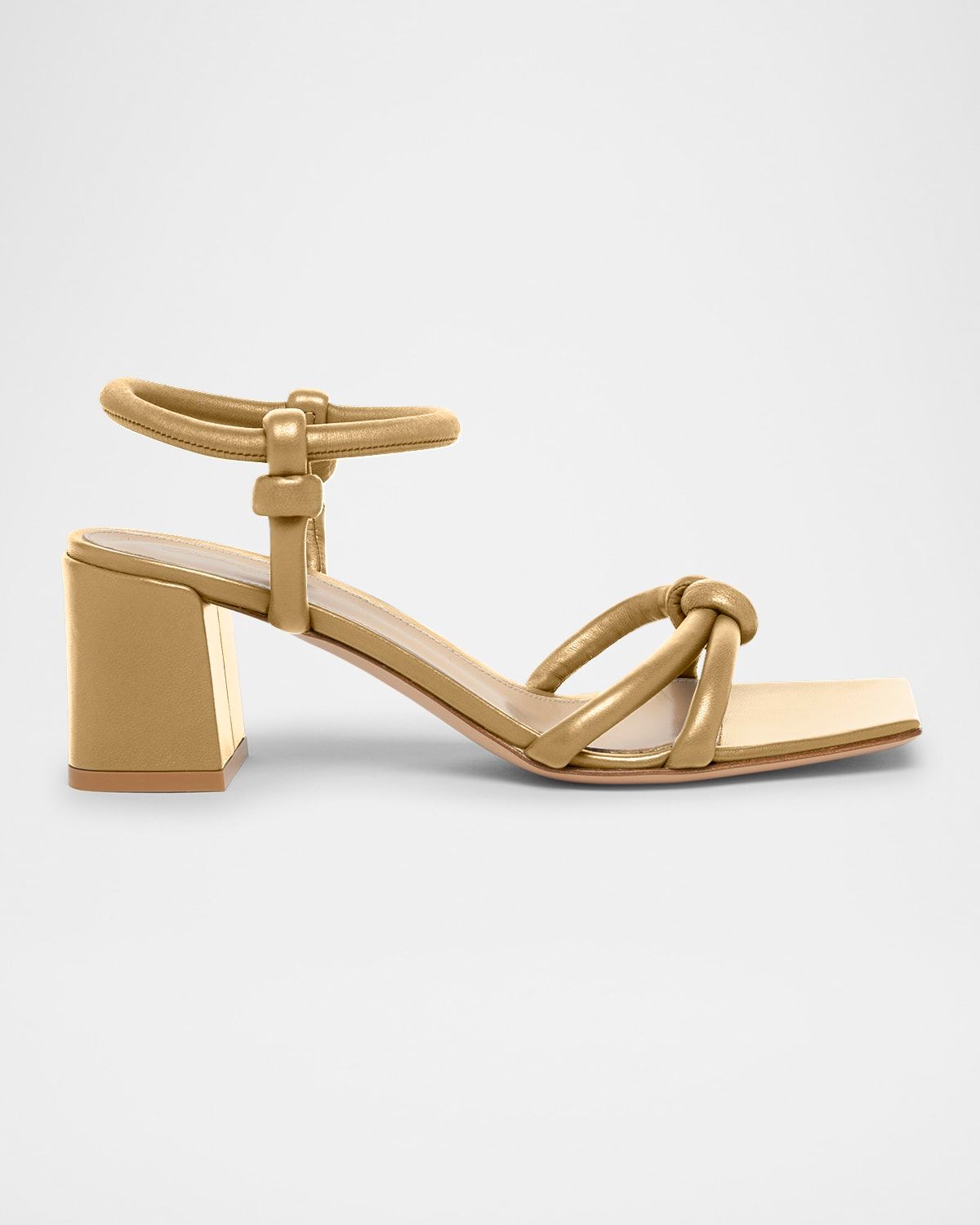 Leather Knot Ankle-Strap Sandals