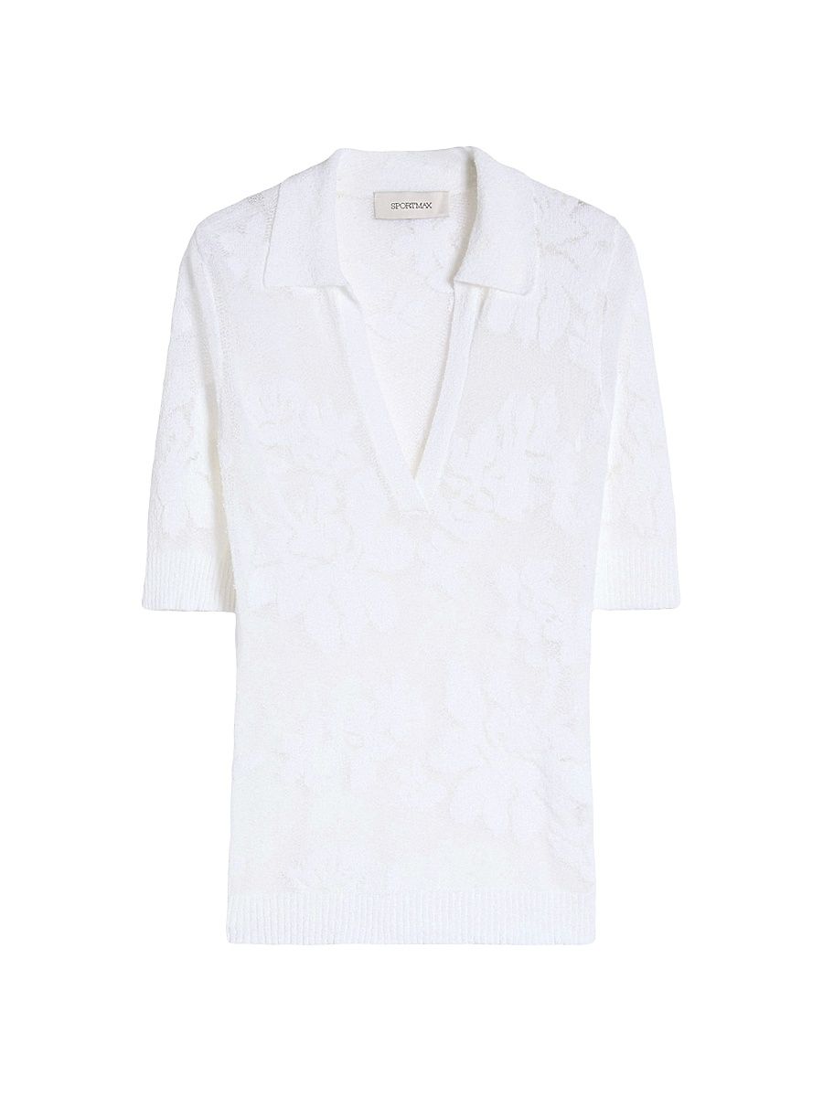 Women's Stretch Cotton Polo Shirt - White - Size Large