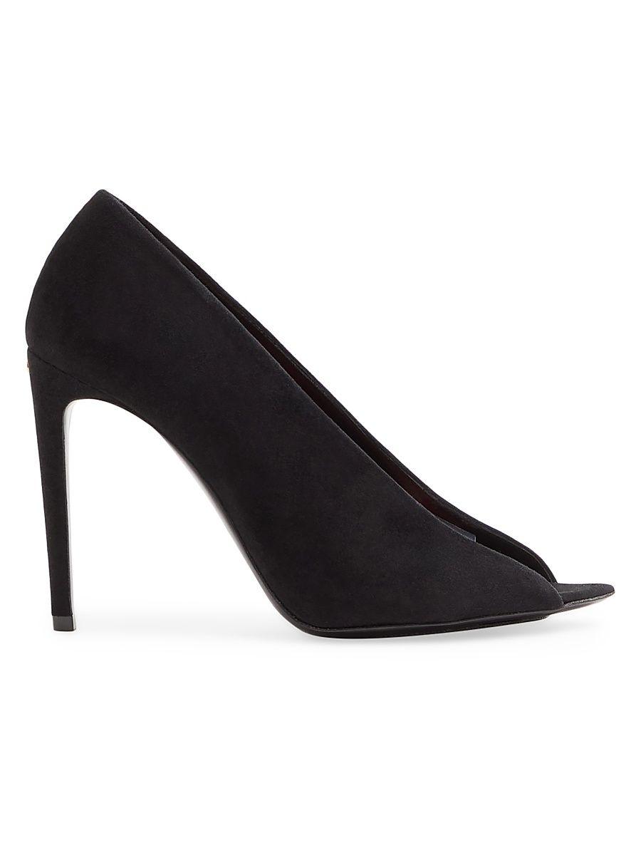 Women's Open-Toe 105MM Revele Suede Pumps - Black - Size 12
