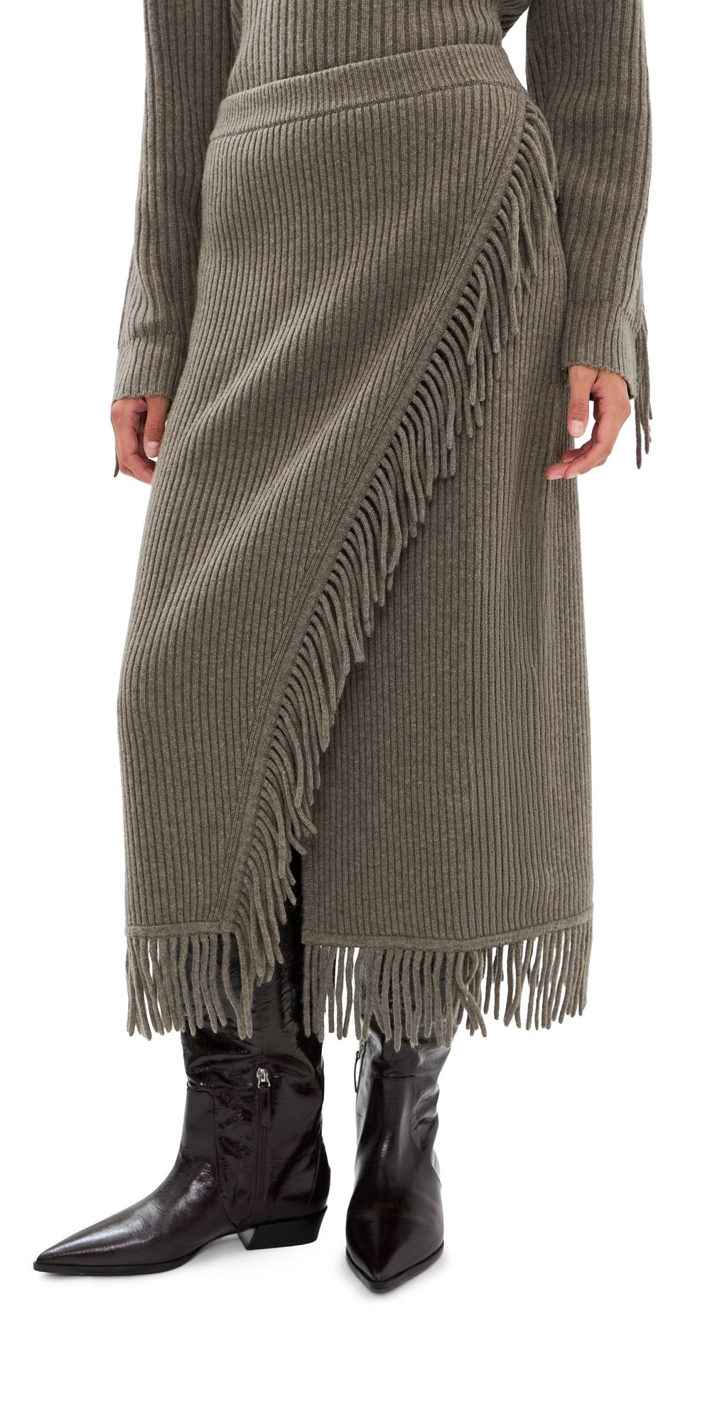 SIMKHAI Casey Midi Skirt Mushroom Melange S
