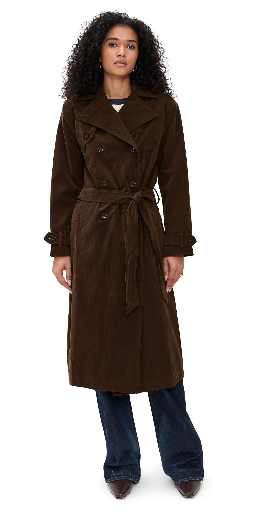 Bailey Rose Faux Suede Trench Brown XS
